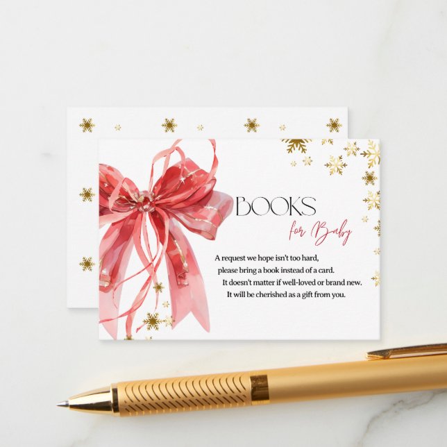 Cartão De Informações Christmas Books for Baby Shower (Frente/Verso In Situ)