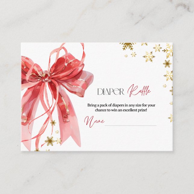 Cartão De Informações Christmas Diaper Raffle Baby Shower (Frente)