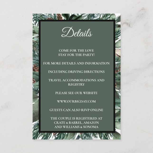 Cartão De Informações Christmas Greenery Enclosure Card Details (Frente)