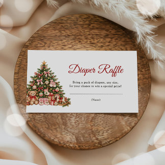 Cartão De Informações Christmas Tree Diaper Raffle Baby Shower Enclosure