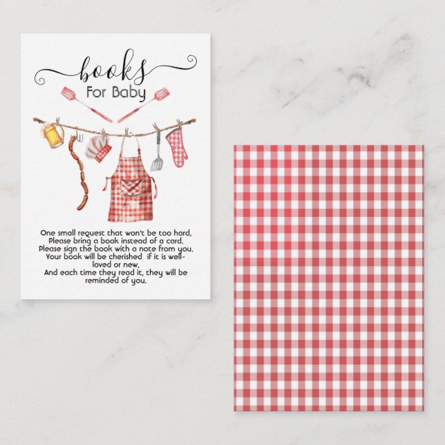 Cartão De Informações Churrasco de Baby-Q Livros para Casais de Bebê car (Frente/Verso)