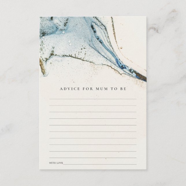 Cartão De Informações Chuva Azul Abstrata Dourada Conselho Para Chá de B (Frente)