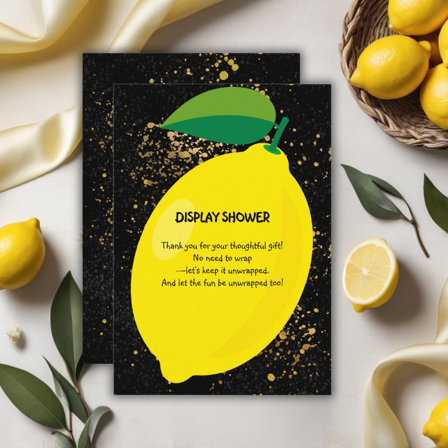 Cartão De Informações Chuva de Bebê Amarela Divertida e Fofa com Brilho  (Criador carregado)