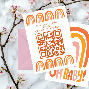 Cartão De Informações CHUVA DE BEBÊ Arco-íris CÓDIGO QR PERSONALIZADO