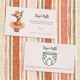 Cartão De Informações Chuva de Bebê Bailarina Tutu Girafa Jogo de Fralda