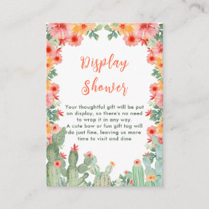 Cartão De Informações Chuva de Bebê Boho Floral Cactus