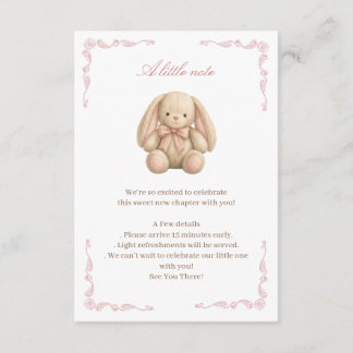 Cartão De Informações Chuva de Bebê Bunny em Aquarela Fofa