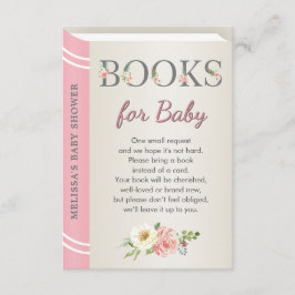 Cartão De Informações Chuva de Bebê do Conto de Fadas Rosa Livro Bibliot