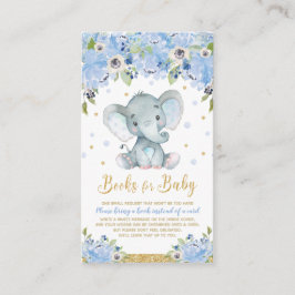 Cartão De Informações Chuva de Bebê Elefante Azul Floral Traga um Livro