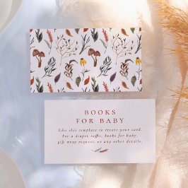 Cartão De Informações Chuva de Bebê em Aquarela Floral Boho Outono