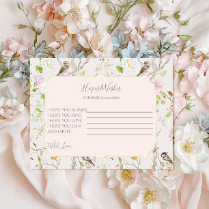 Cartão De Informações Chuva de Bebê Estilo Floral Rosa Chinoiserie