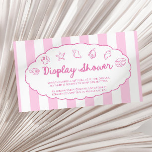 Cartão De Informações Chuva de Bebê Exposição Tema Conchas Rosa Capricho