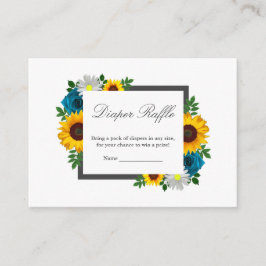 Cartão De Informações Chuva de Bebê Floral Girassol Rosa Margarida