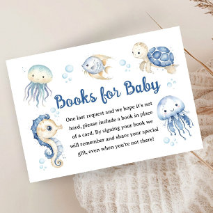 Cartão De Informações Chuva de Bebê Oceano Menino Azul Livros Para Bebê