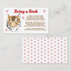 Cartão De Informações Chuva de Bebê Tigre Aquarela Traga um Livro 