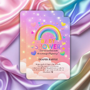 Cartão De Informações Chuva de Corações e Arco-Íris Baby Shower