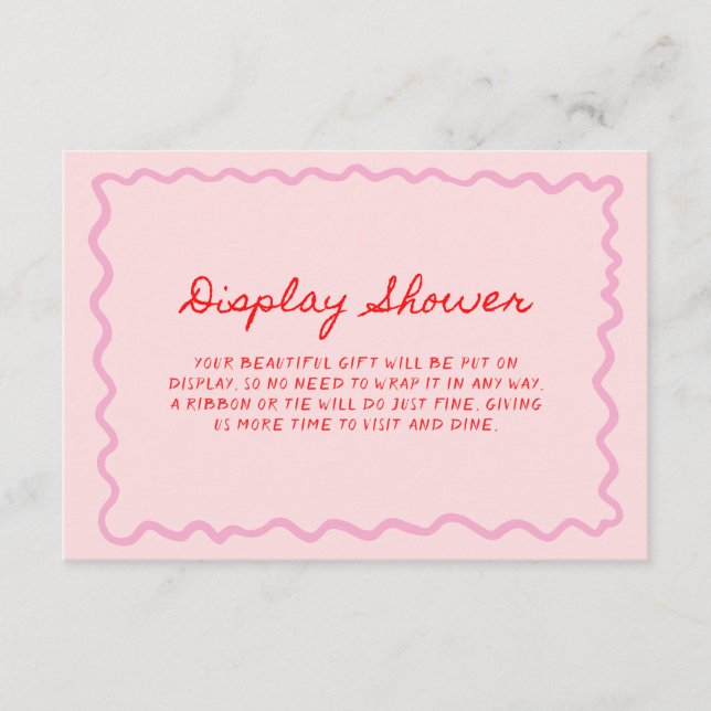 Cartão De Informações Chuva de Exposição Manuscrita Caprichosa Rosa Verm (Frente)