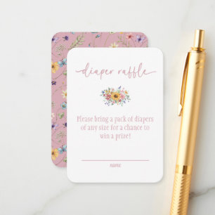 Cartão De Informações Chuva de Flores Rosa Bebe Aniversário Rifa de Fral