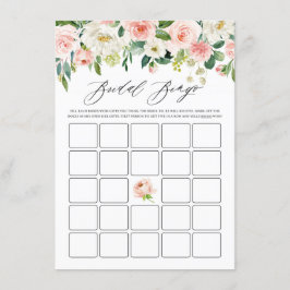 Cartão De Informações Chuva de Flores Rosa em Aquarela Bingo de Chá de N