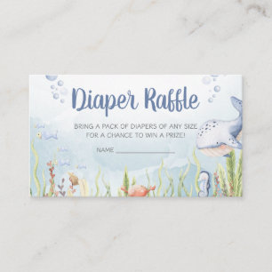Cartão De Informações Chuva de Fraldas Baby Shower Azul Sob o Mar