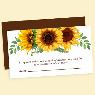 Cartão De Informações Chuva de Fraldas Floral Little Sunflower Baby Show