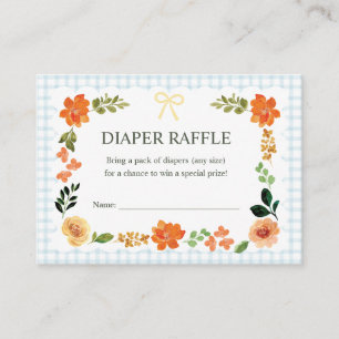 Cartão De Informações Chuva de fraldas para baby shower azul céu 001 Gin