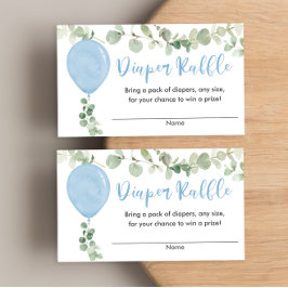Cartão De Informações Chuva de fraldas para chá de bebê com balão azul d