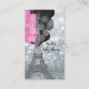Cartão De Informações Chuva de Fraldas para o Bebê da Torre Eiffel com B