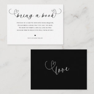 Cartão De Informações Chuva de Livros Baby Shower Black & White Enclosur