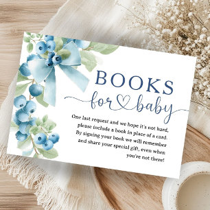 Cartão De Informações Chuva de Livros para Bebê Azul Bebê Shower Arco Az