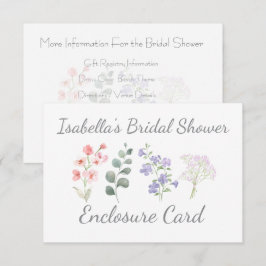 Cartão De Informações Chuva de Noiva Botânica Aquarela de Flores Silvest