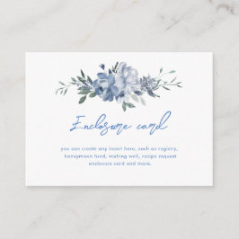 Cartão De Informações Chuva de Noiva Floral Elegante Azul Poeirento