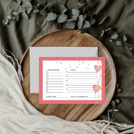 Cartão De Informações Chuva de noiva Rosa do Dia dos Namorados pedido de