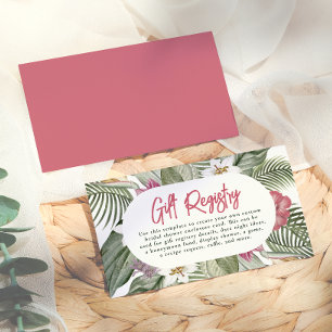 Cartão De Informações Chuva de Noiva Tropical Floral Moderna Boho Editáv