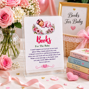 Cartão De Informações Chuva de Nuvens e Flores Baby Girl Shower