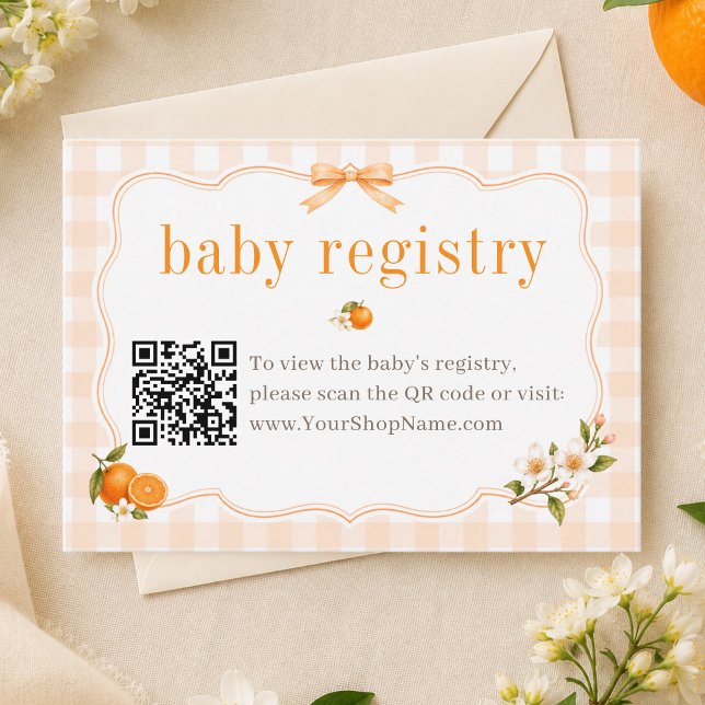 Cartão De Informações Chuveirinho de Bebê QR Code Registro Cutie (Criador carregado)