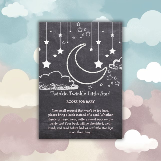 Cartão De Informações Chuveiro de Bebê Chalkboard Twinkle Twinkle Little (Criador carregado)