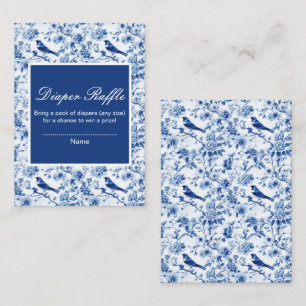 Cartão De Informações Chuveiro de Bebê Chinoiserie Azul Pássaros e Flore