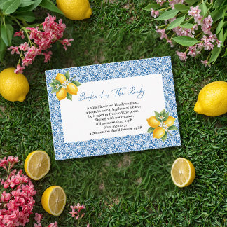 Cartão De Informações Ciao Baby Italian Blue Tile Lemons Chã de Bebê