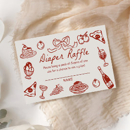 Cartão De Informações Ciao Baby Italiana Pizza Chá de fraldas Raffle