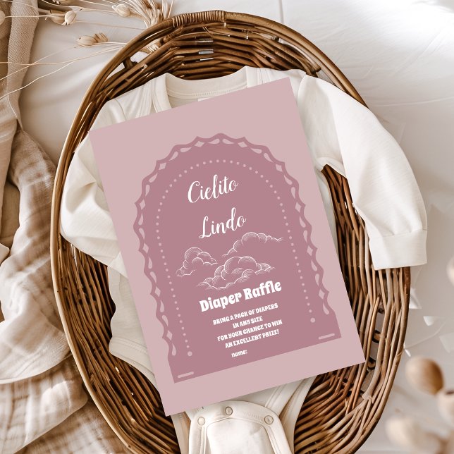 Cartão De Informações Cielito mexicano, rosa, bonito, Diapper Raffle (Criador carregado)