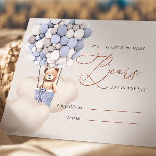 Cartão De Informações Cinza Azul Adivinha Quantos Bilhetes De Ursos