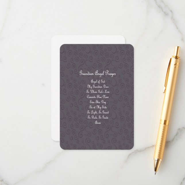 Cartão De Informações Cinza de carvão de anjo do Guardian (Frente/Verso In Situ)