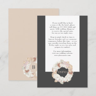Cartão De Informações Cinza de Carvões Pampas Wreath Boho Monograma Cas