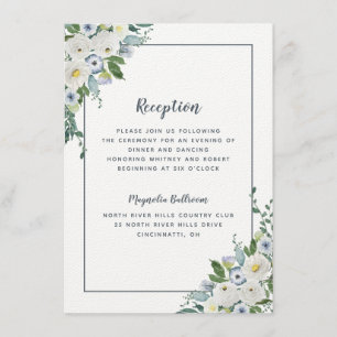 Cartão De Informações Cinza de Elegante Floral Floral Watercolor