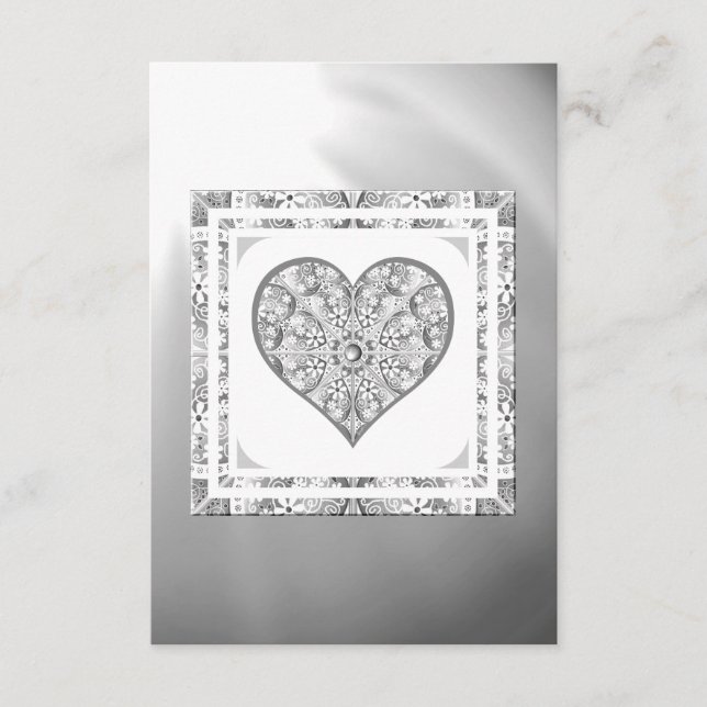 Cartão De Informações Cinza de rendas cerâmicas (Frente)