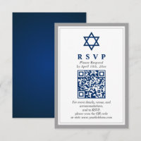 Cinza e Bar Azul Mitzvah Código QR RSVP
