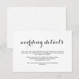 Cartão De Informações Cinza Elegante e Detalhes de Casamento de Pontos