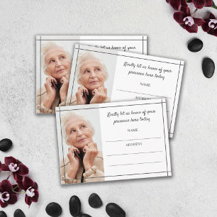 Cartão De Informações Cinza Linhas Foto Participação Funeral