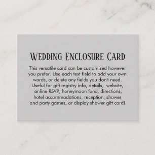 Cartão De Informações Cinza Pálida de Casamento Personalizado do FAY Si